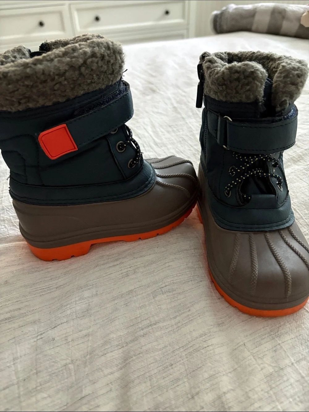 Cat & Jack Kids Gray and Orange Insulated Snow Boots